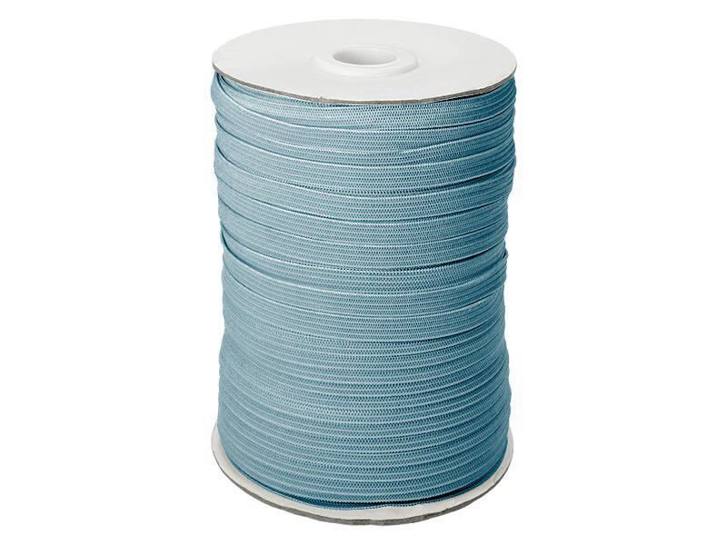Knitted polyester elastic tape 7 mm 100 m blue