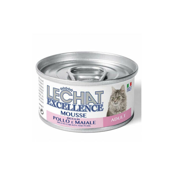 Lechat Excelence Mousse ADULT Chicken and Pork 85g konservi kaķiem