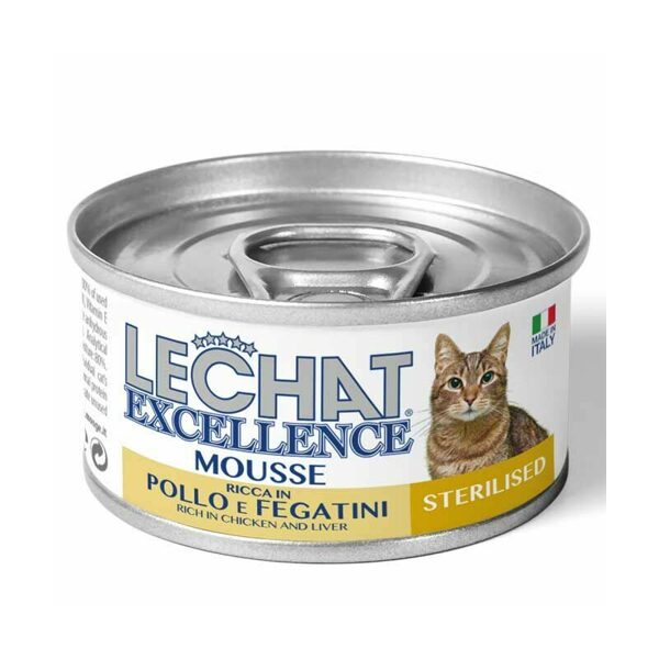 Lechat Excelence Mousse STERILISED Chicken and Livers 85g konservi kaķiem