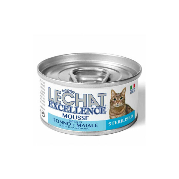 Lechat Excelence Mousse STERILISED Tuna and Pork 85g konservi kaķiem