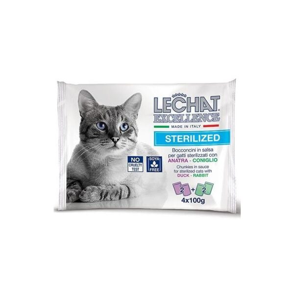 LECHAT Excellence pouches STERILIZED duck/rabbit 4x100 g konservi kaķiem