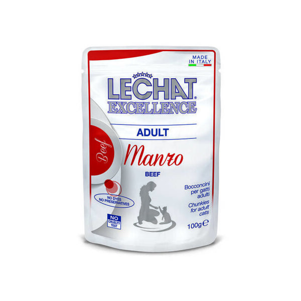 LECHAT Excellence Wet Adult with beef 100 g konservi kaķiem