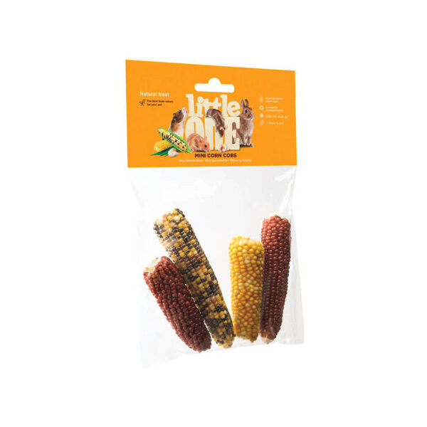 Little One snack "Mini Corn Cobs" 130g uzkoda grauzējiem mini kukurūzas vālītes