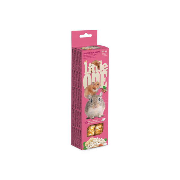 Little One Sticks for hamsters, rats, mice and gerbils with puffed rice and nuts 2х55g
