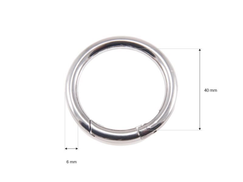 Metāla riņķis karabīne 40/6 mm niķelis