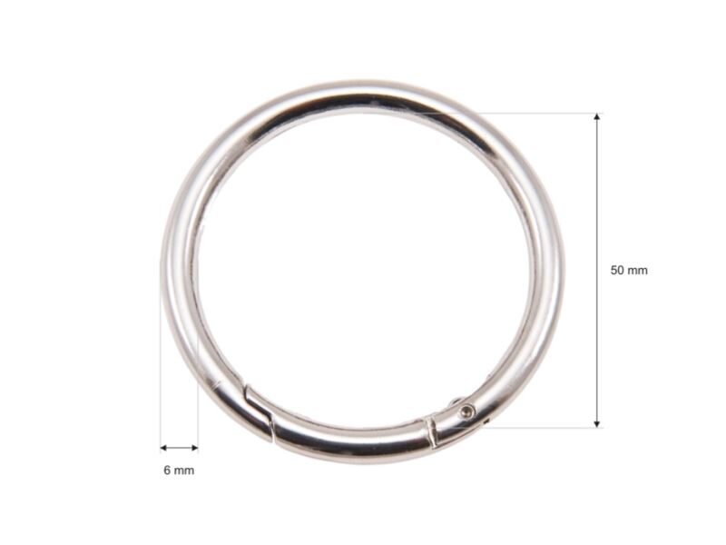 Metāla riņķis karabīne 50/6 mm niķelis