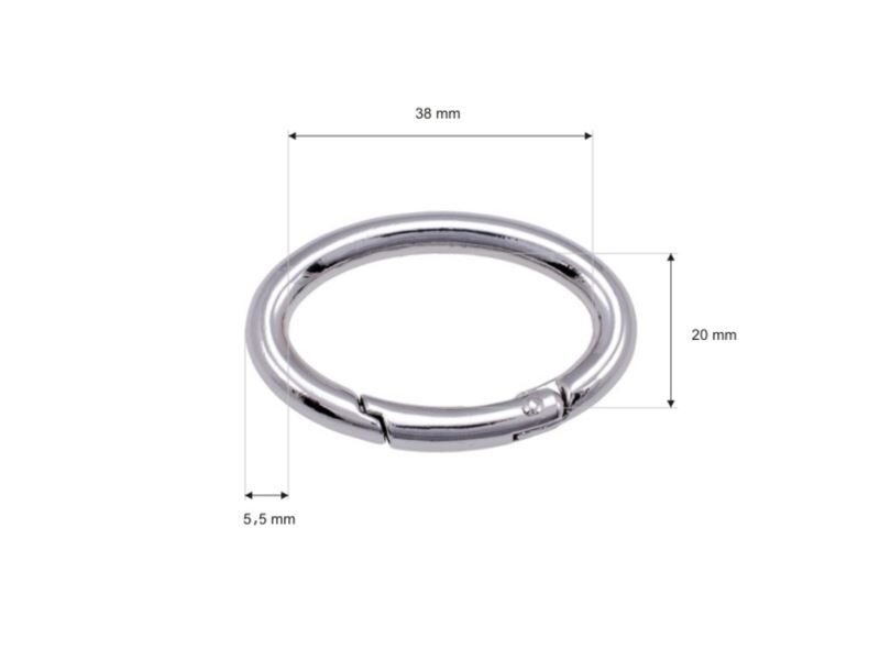 Metal ring (oval) carabiner 38/20/5,5 nickel