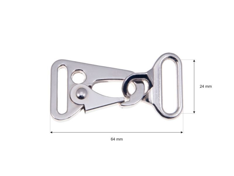 Spīdīga metāla karabīne 24 mm komplekts 25 gab.