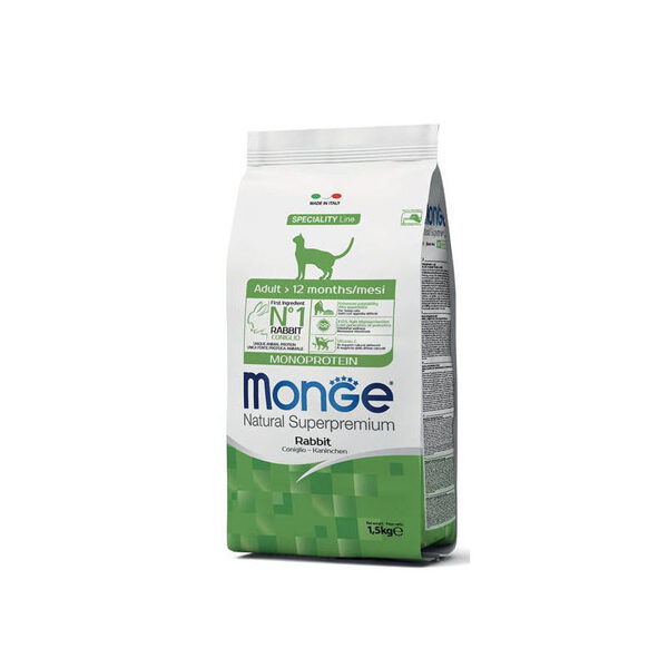 MONGE Adult Monoprotein Rabbit 1,5kg barība kaķiem