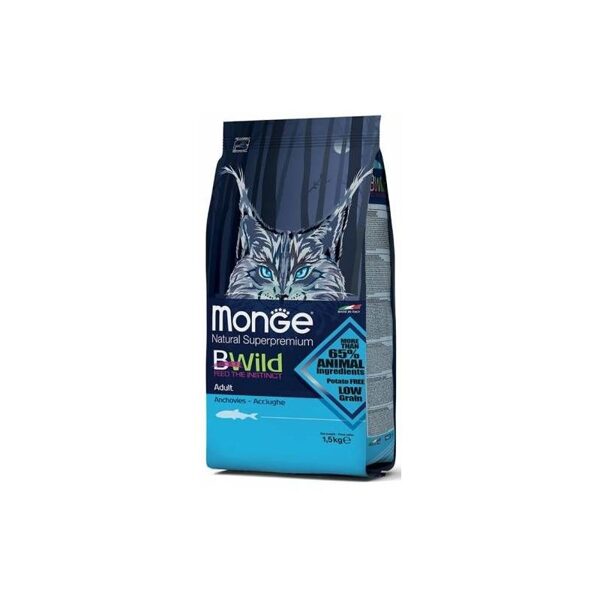 MONGE BWILD CAT Adult Anchovies 1,5 kg barība kaķiem