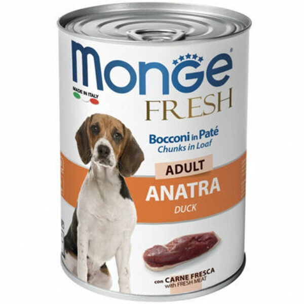 Monge Fresh Chunks ADULT with Duck 400g konservi suņiem