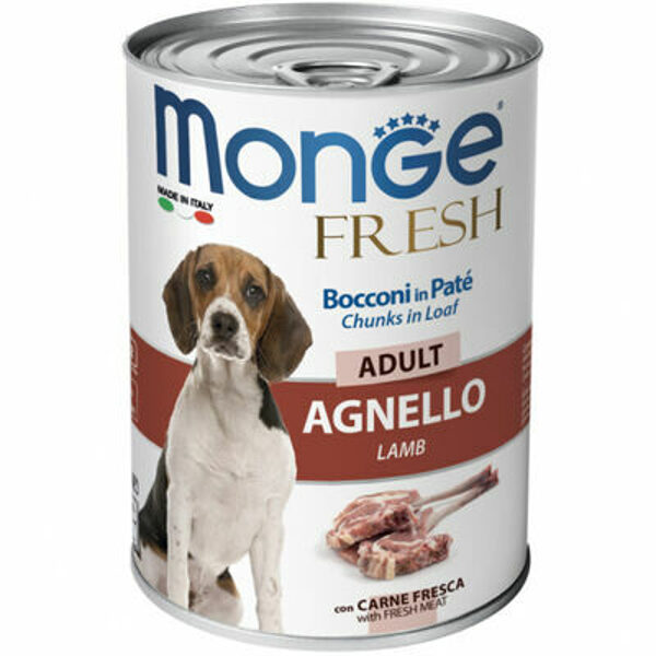 Monge Fresh Chunks ADULT with Lamb 400g konservi suņiem