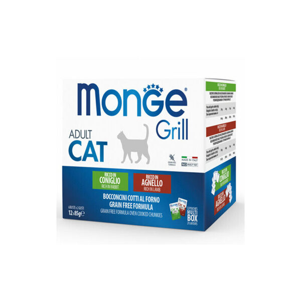 Monge Grill Multipacks Adult Rabbit, Lamb 12x85 g konservi kaķiem