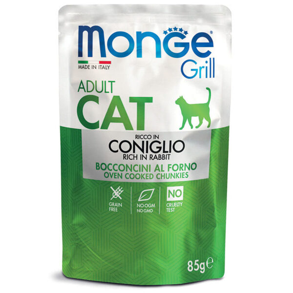 Monge Grill Pouch Chunkies in Jelly Rich in Rabbit Adult 85 g konservi kaķiem