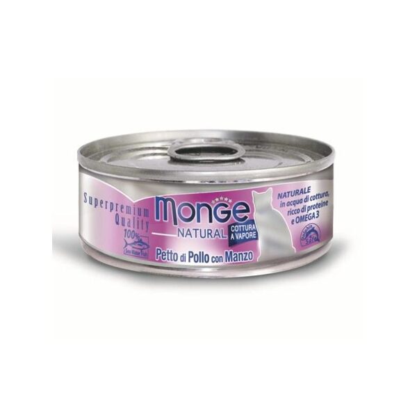 Monge Natural acqua Chicken with Beef 80 g konservi kaķiem