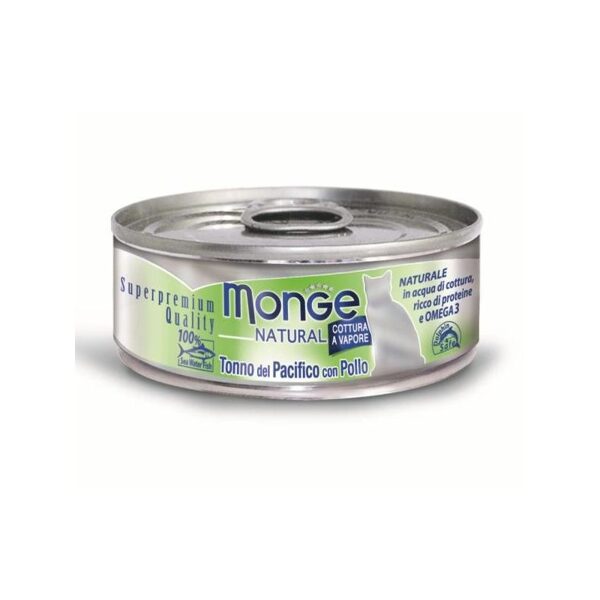 Monge Natural acqua Yellowfin Tuna with Chicken 80 g konservi kaķiem