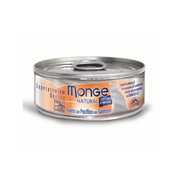 Monge Natural acqua Yellowfin Tuna with Salmon 80 g konservi kaķiem