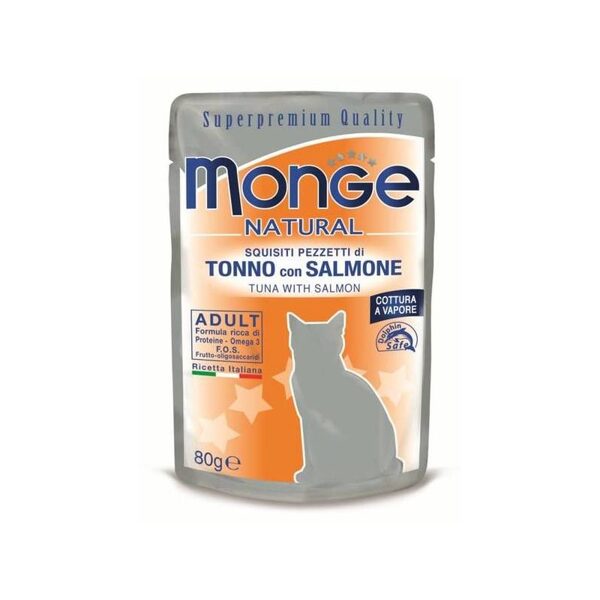 Monge Natural pouches Tuna in Jelly with Salmon 80g konservi kaķiem