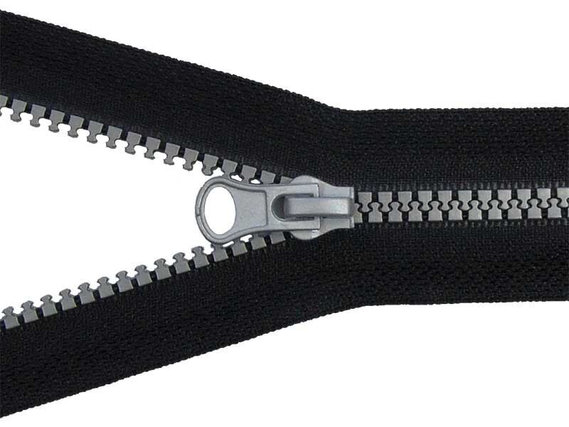 Poliestera rāvējslēdzējs #5 80 cm melna ar sudrabu 100 gab.