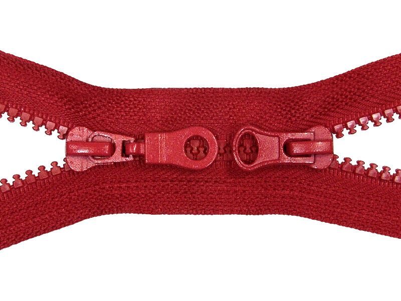 Poliestera rāvējslēdzējs #5 ar diviem kuģīšiem 65 cm sarkana 100 gab.