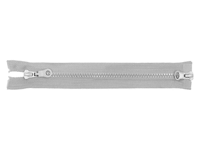 Poliestera rāvējslēdzējs #5 ar diviem kuģīšiem 70 cm pelēka 100 gab.