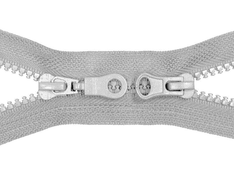 Poliestera rāvējslēdzējs #5 ar diviem kuģīšiem 65 cm pelēka 100 gab.