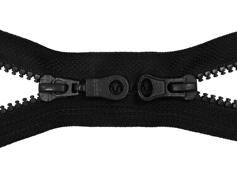 Poliestera rāvējslēdzējs #5 ar diviem kuģīšiem 65 cm melna 100 gab.