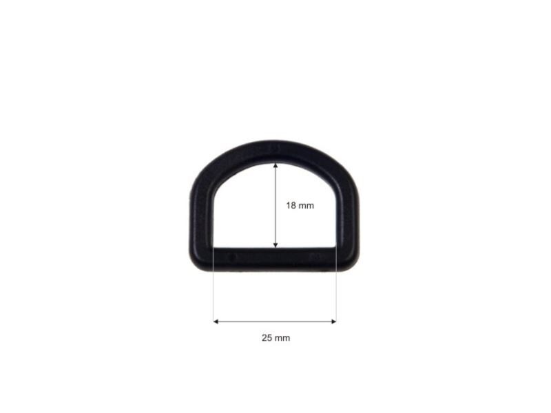 Plastmasas D riņķis 25 mm melns 300 gab.