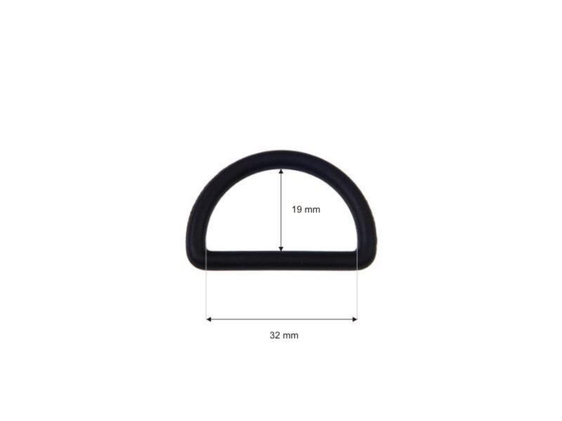 Plastmasas D riņķis 32 mm melns 400 gab.