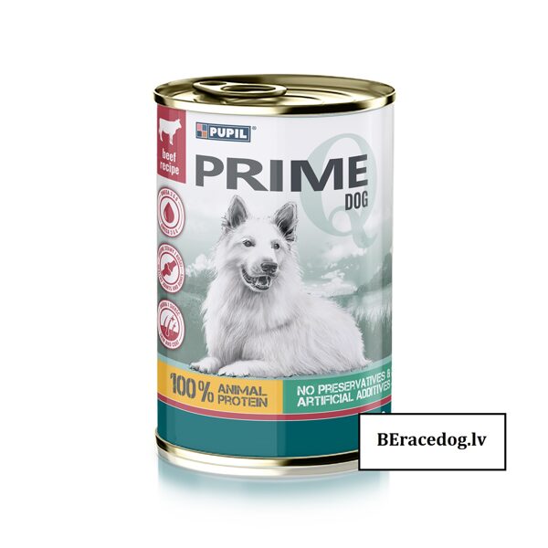 Pupil Prime Dog 1200g suņu konservi ar liellopu