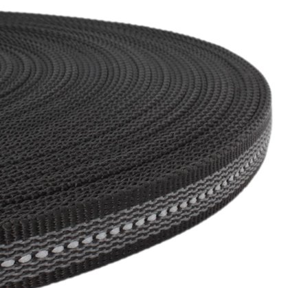 Atstarojoša lenta ar gumiju Melna 20 mm