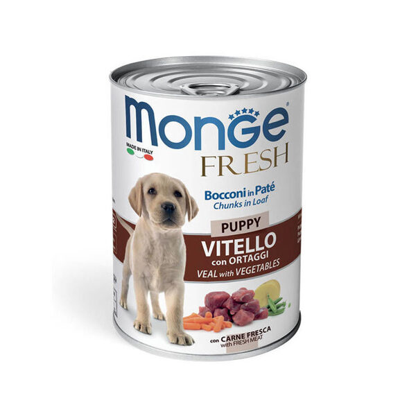 Monge Fresh Chunks PUPPY with Veal & Vegetables 400g konservi suņiem